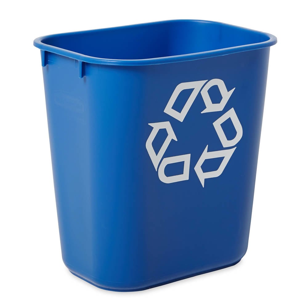 Winco PTCS-23L, 23 Gallon Blue Recycle Tall Square Plastic Trash