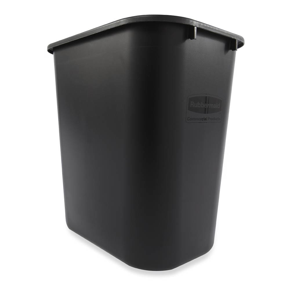 Rubbermaid FG295600BLA 28 1/8 qt Rectangle Waste Basket - Plastic