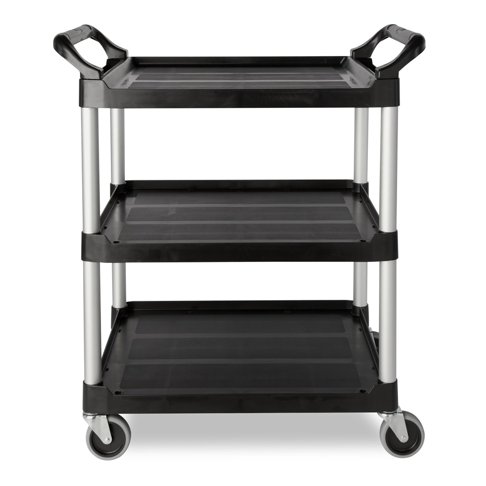 Rubbermaid FG9T6700BLA Black 2-Shelf Utility Cart