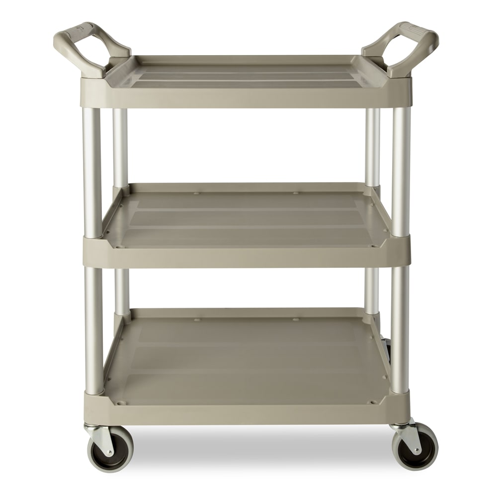 Rubbermaid FG618088 BLA 2 Level Polymer Utility Cart w/ 330 lb Capacity,  Flat Ledges