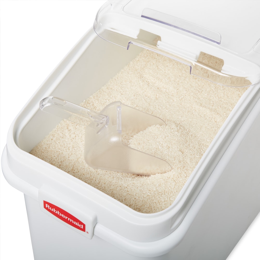 Rubbermaid ProSave® 21 gal White Plastic Ingredient Bin With Lid and 32 oz  Scoop - 29 1/4L x 13 1/8W x 28H