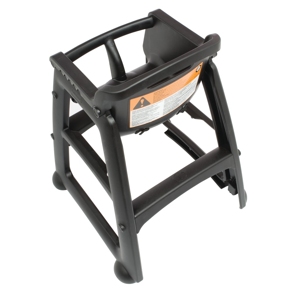 Rubbermaid FG780508BLA 29 3 4 Stackable Plastic High Chair w Waist Strap Casters Black