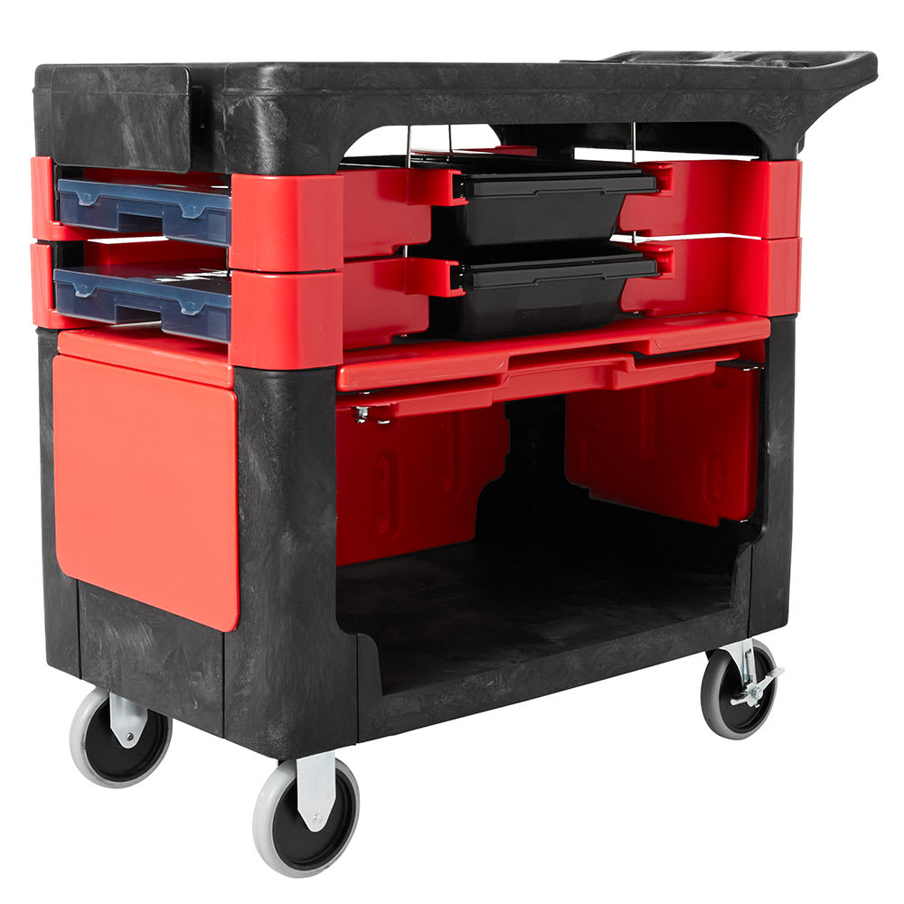 Rubbermaid Commercial Black Two-Shelf Locking Trades Cart