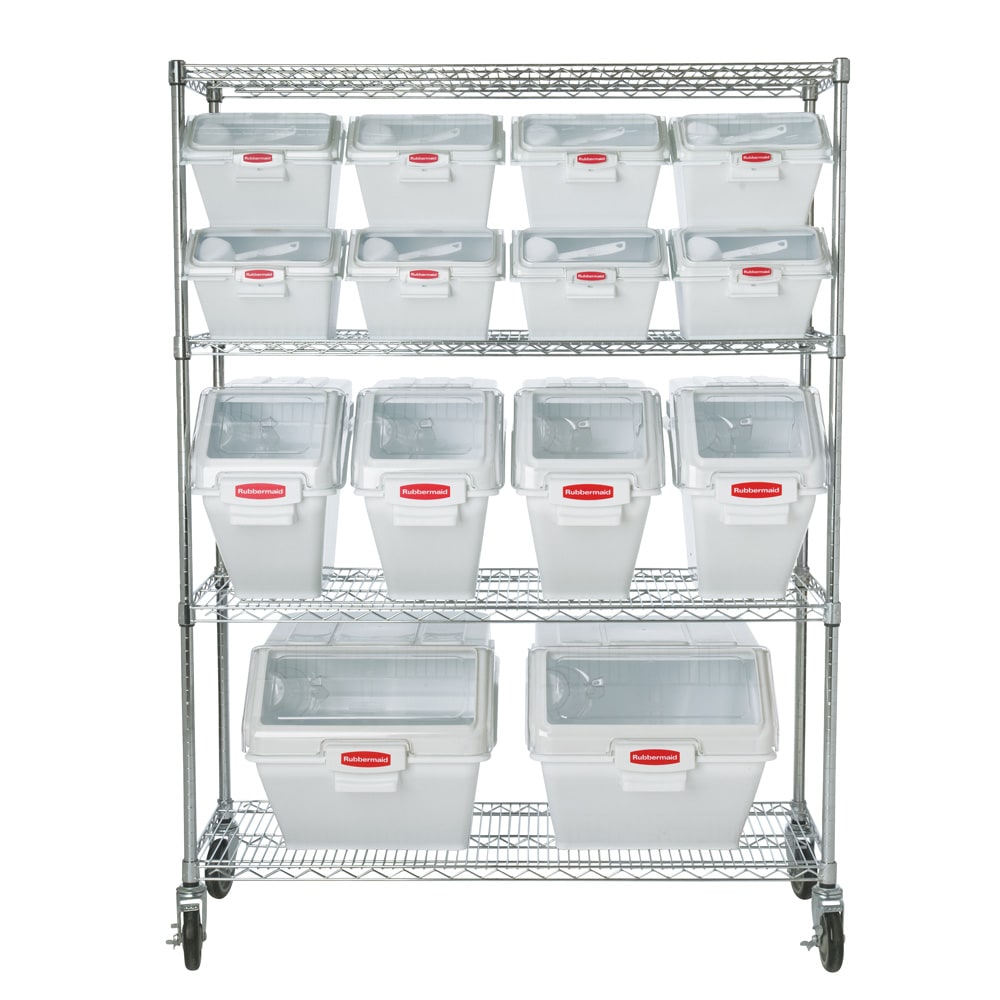 Rubbermaid 800 lb Capacity 4 Shelf Wire Shelving - Starter Unit 50 W x 18 Deep x 67-5/32 H, Chrome FG9G8000CHRM - 52640406