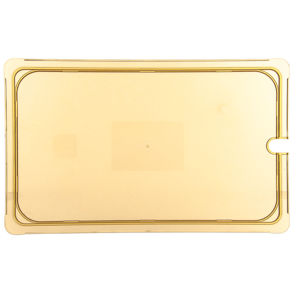 028-10417U13 Universal Full Size High Heat Food Pan Lid - Flat, Notched, Amber