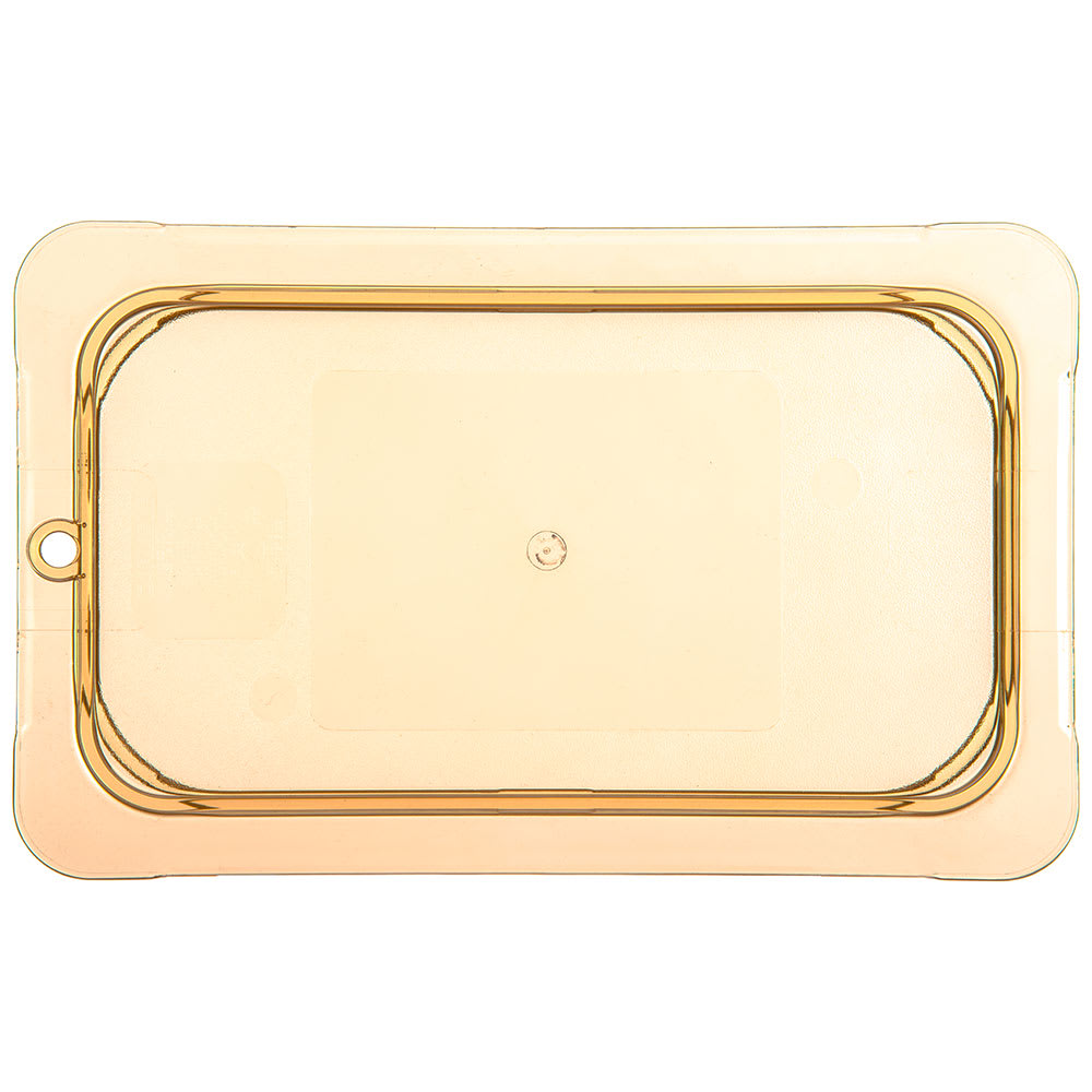 028-10496U13 Universal 1/4 Size High Heat Food Pan Lid - Flat, Amber