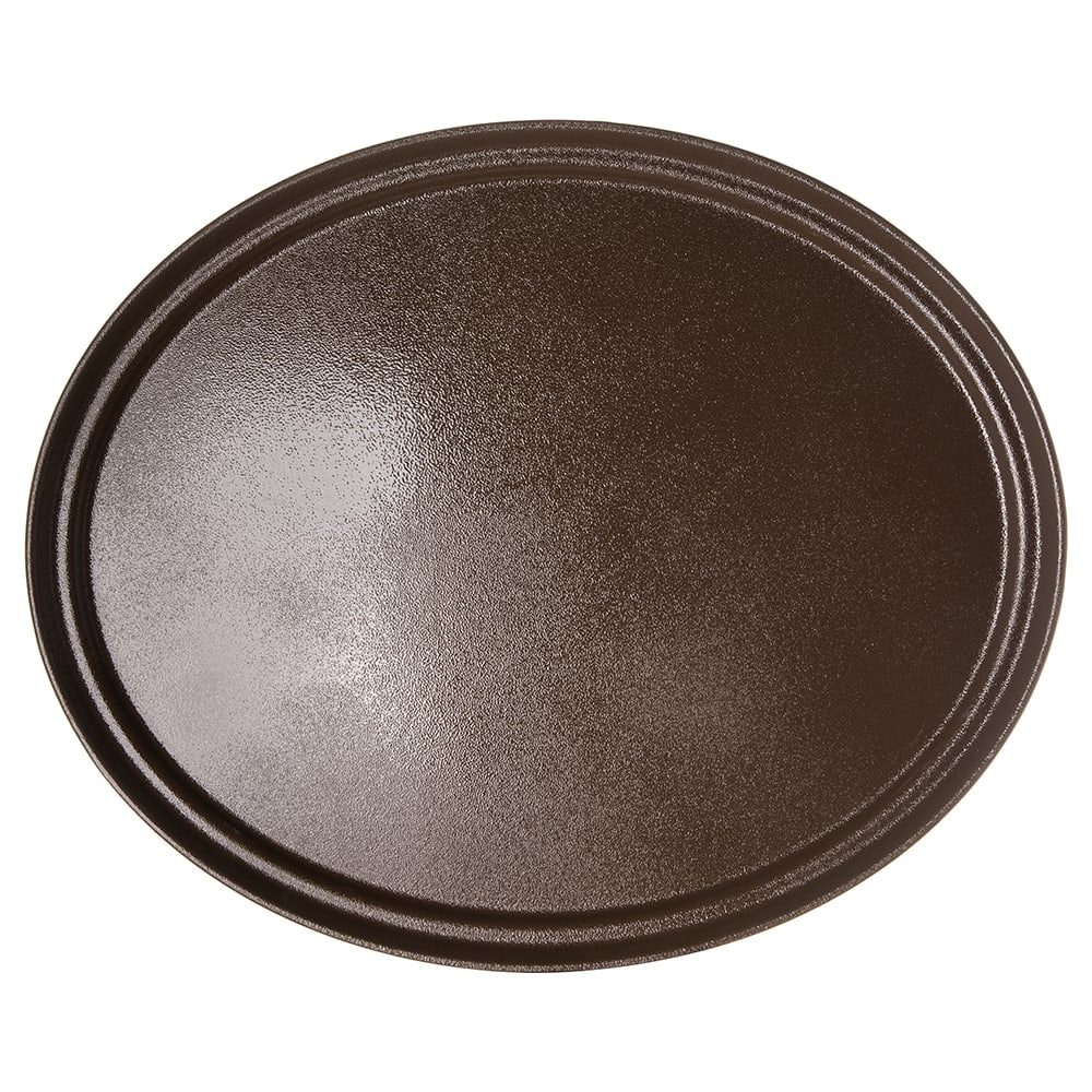 Choice 27 x 22 Black Oval Non-Skid Serving Tray