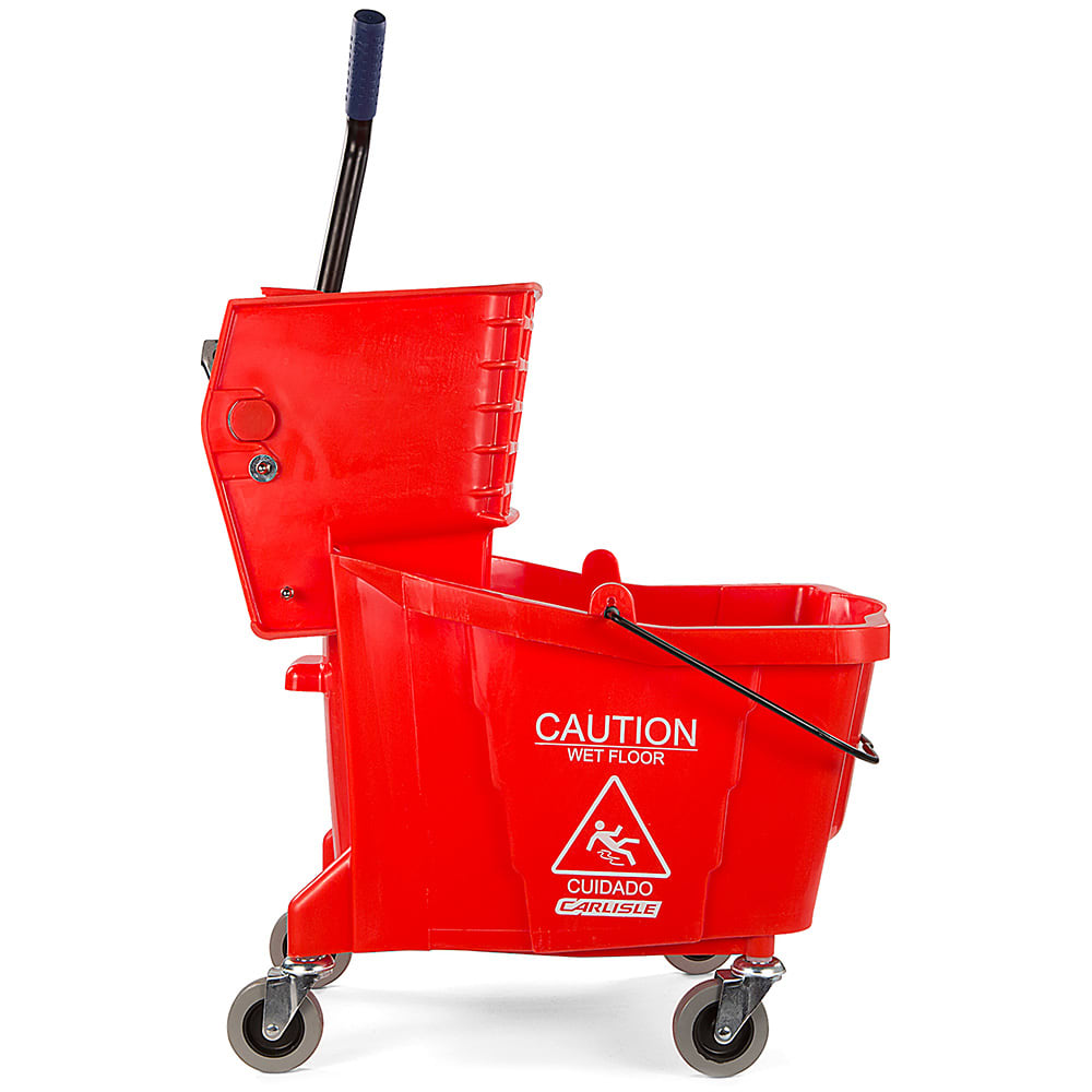028-3690405 35 qt Mop Bucket Combo - Side Press Wringer, Polyethylene, Red
