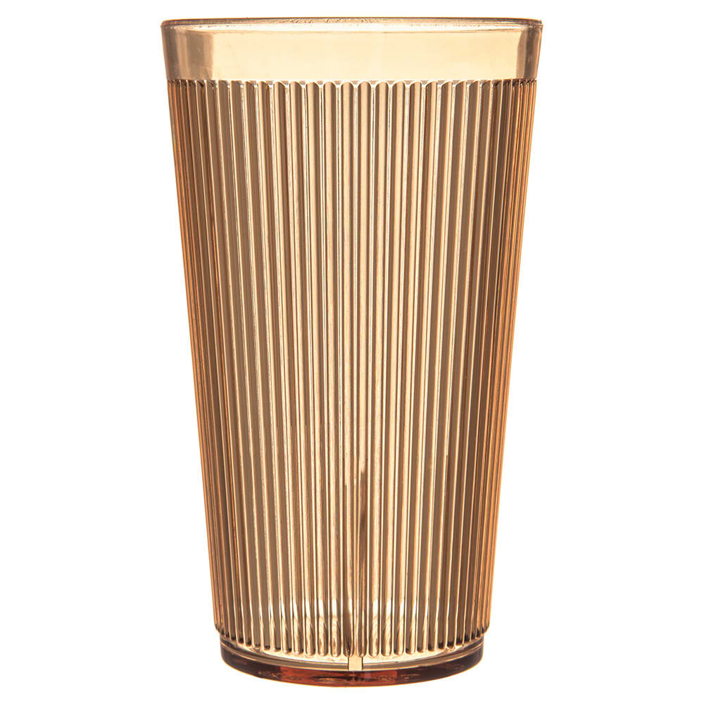 028-401613 16 oz Amber Ribbed Plastic Tumbler