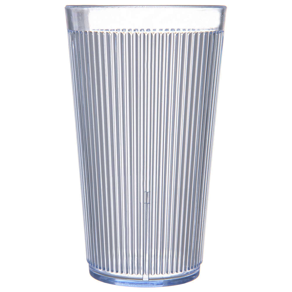 028-403414 16 oz Ocean Blue Ribbed Plastic Tumbler