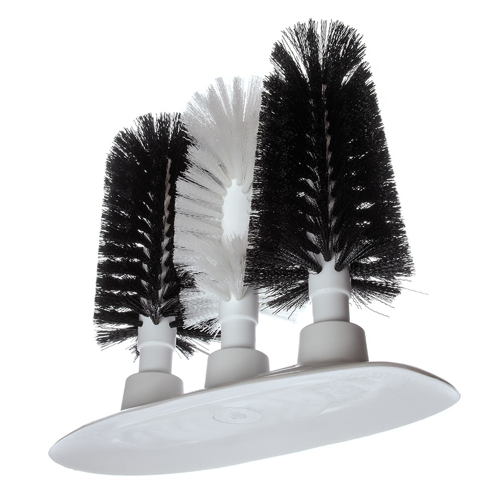 028-4150600 9 1/2" Triple Glass Washer w/ Polyester Bristles, (2) Black & (1) White