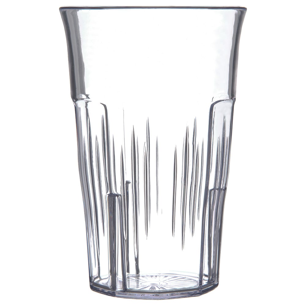 028-4365107 12 oz Clear Ribbed Plastic Tumbler