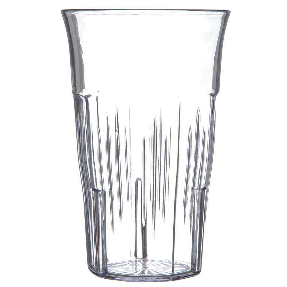 028-4365307 16 oz Clear Ribbed Plastic Tumbler