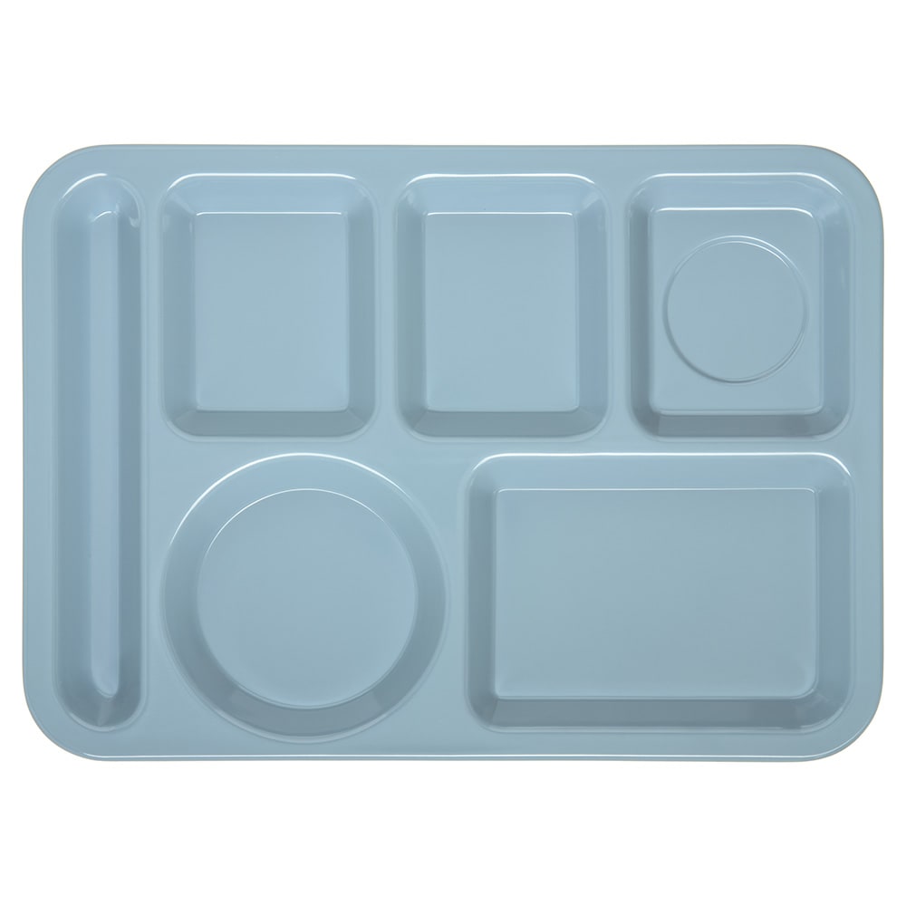 028-4398059 Melamine Rectangular Tray w/ (6) Compartments, 14" x 10", Slate Blue
