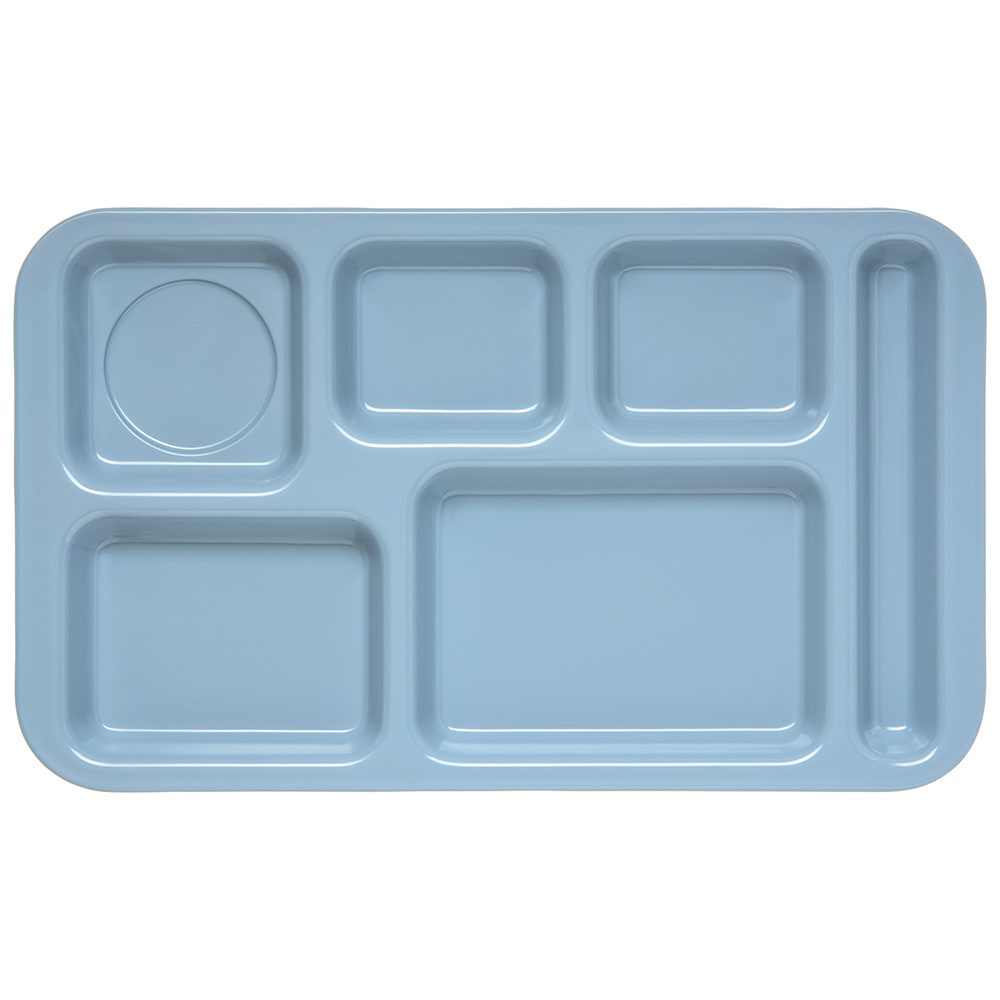 028-4398259 Melamine Rectangular Tray w/ (6) Compartments, 15" x 9", Slate Blue