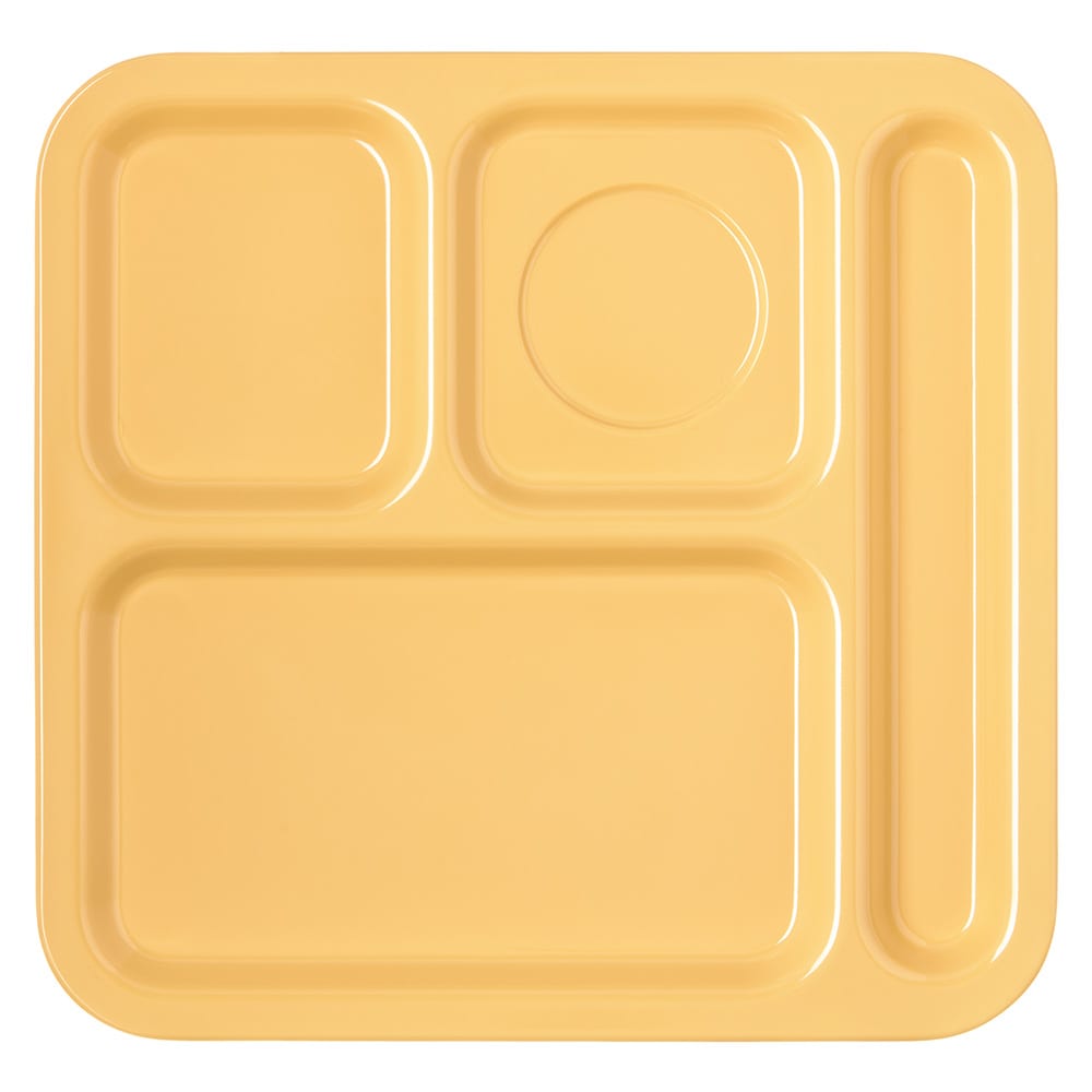 028-4398422 Melamine Rectangular Tray w/ (4) Compartments, 10 1/9" x 9 25/32", Honey Ye...