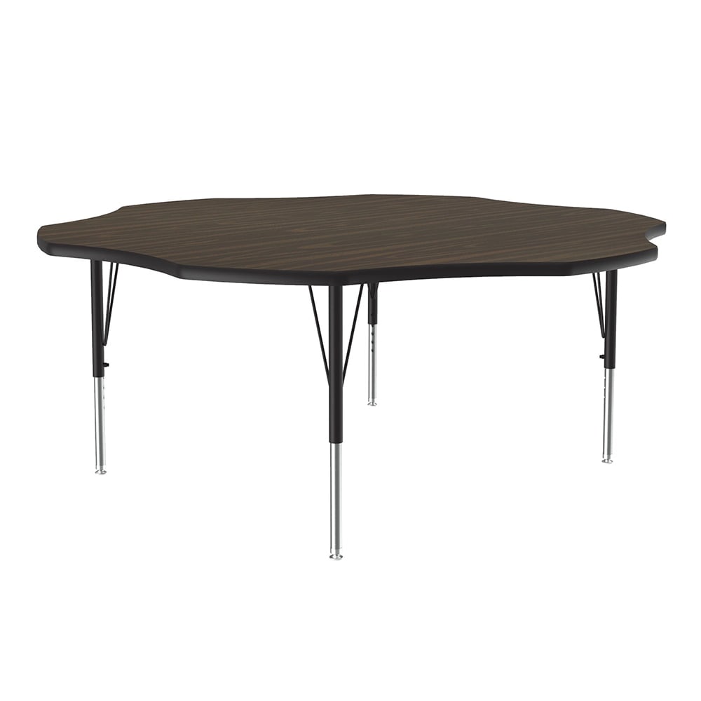 228-A60FLR01 48" Flower Shape Table w/ 1 1/4" High Pressure Top, Walnut