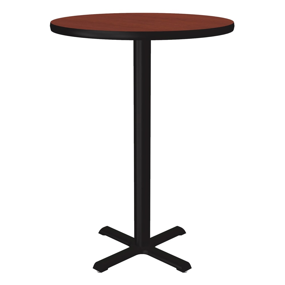228-BXB24R21 24" Round Bar Height Table - Walnut Laminate Top, Cast Iron Base
