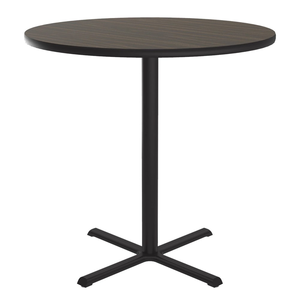 228-BXB42R01 42" Round Bar Height Table - Walnut Laminate Top, Cast Iron Base