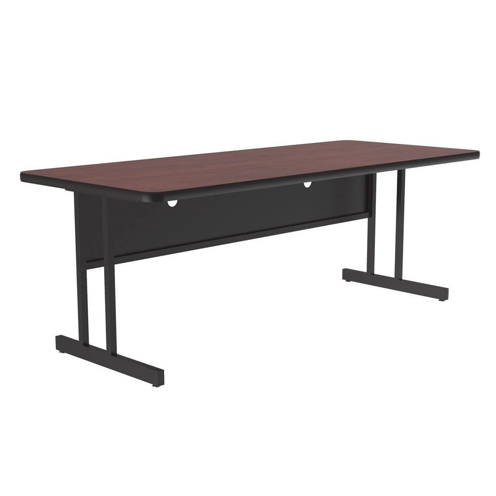 228-CS304820 Rectangular Desk Height Work Station, 48"W x 30"D - Mahogany/Black T-Mold