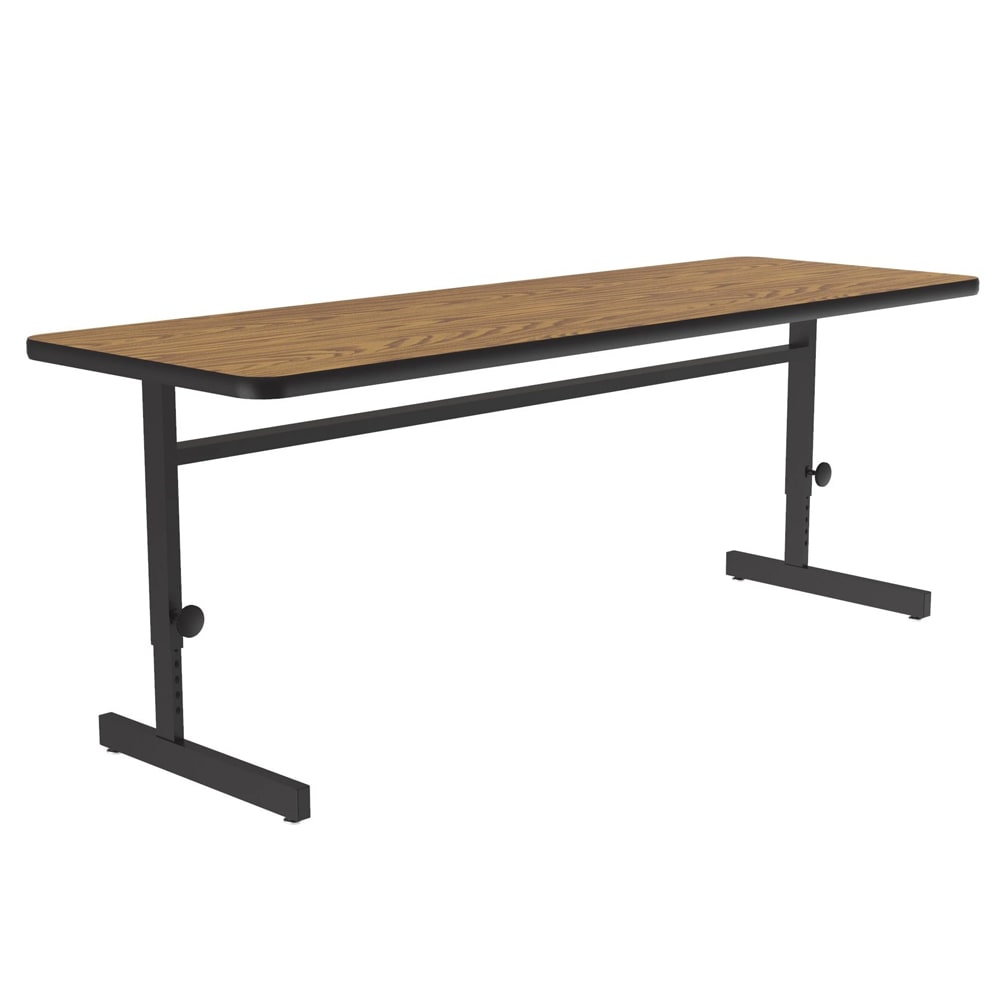 228-CSA247206 Rectangular Adjustable Height Work Station, 72"W x 24"D - Medium Oak/Blac...