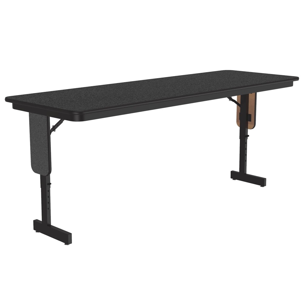 228-SPA2472PX07 24 x 72" Panel Leg Seminar Table, Adjusts to 32" H, Black Granite/Black