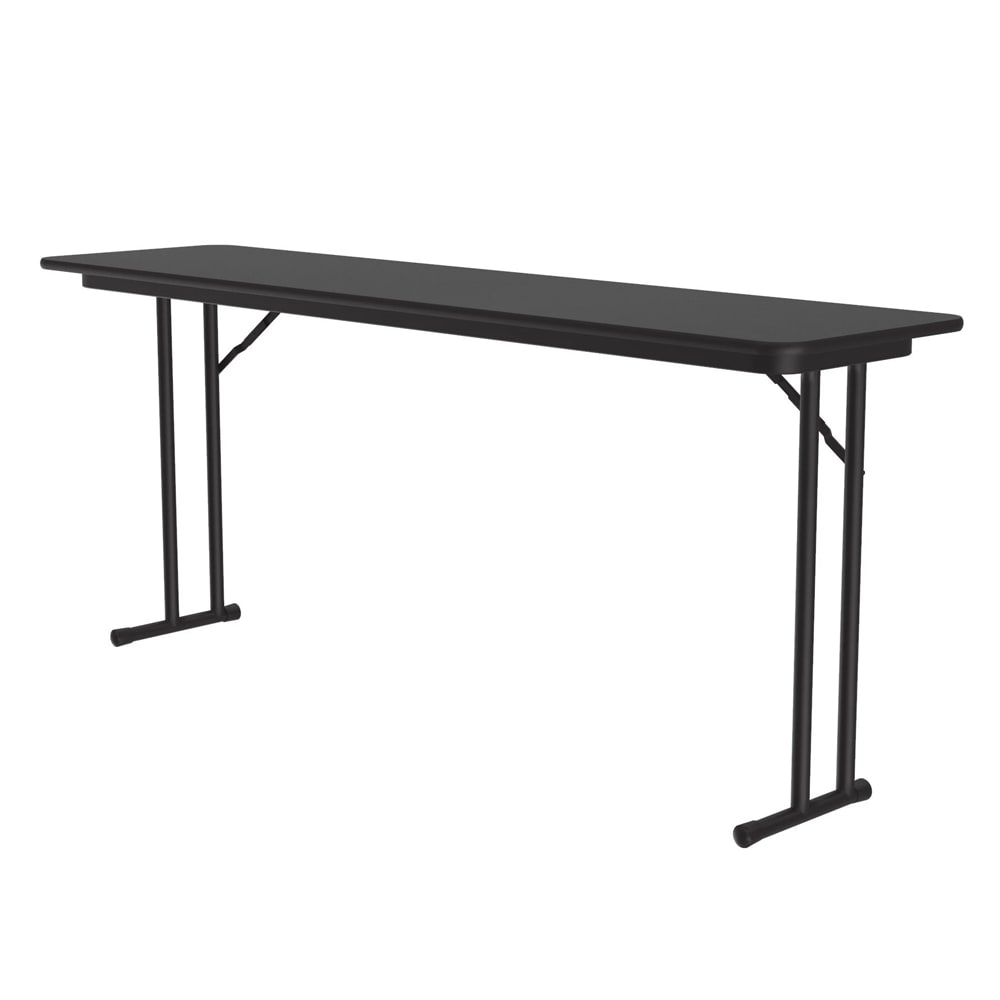 228-ST1860PX07 Off Set Leg Seminar Table w/  3/4" High Pressure Top, 18 x 60", Black Gr...