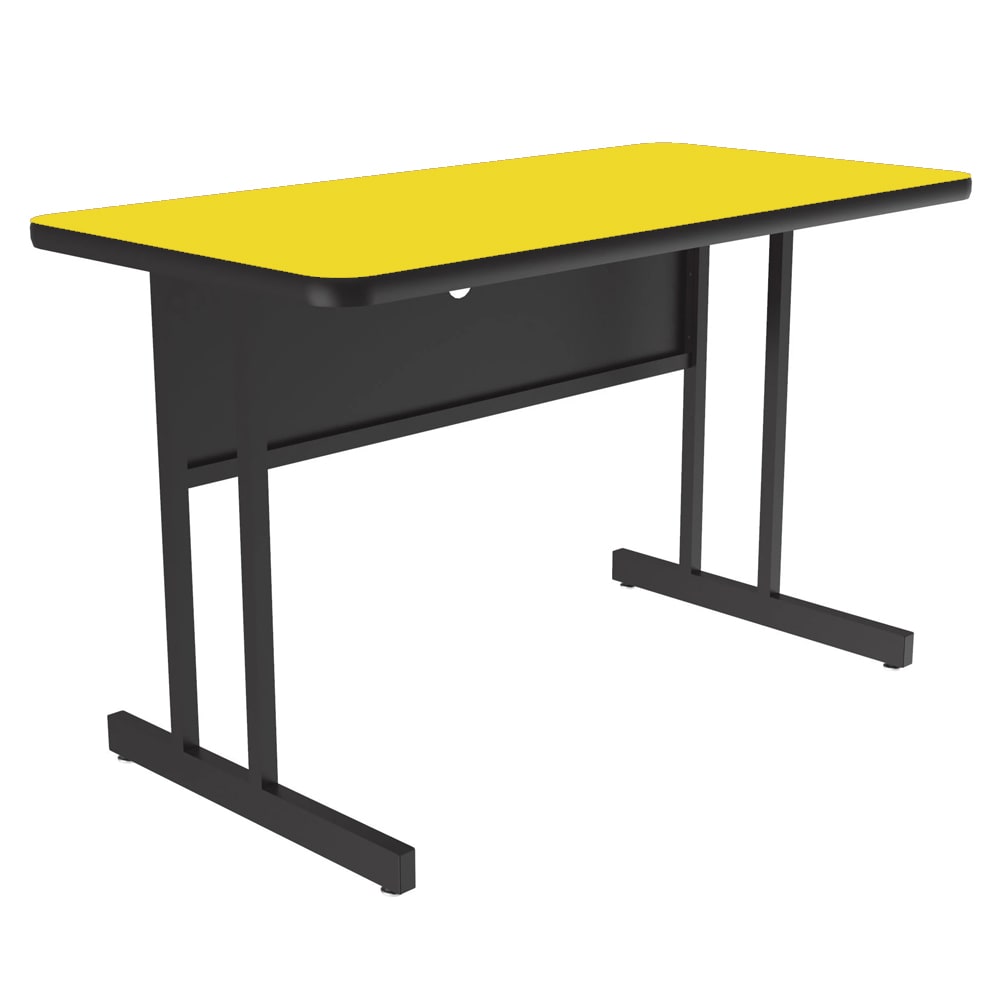 228-WS246028 Rectangular Desk Height Work Station, 60"W x 24"D - Yellow/Black T-Mold