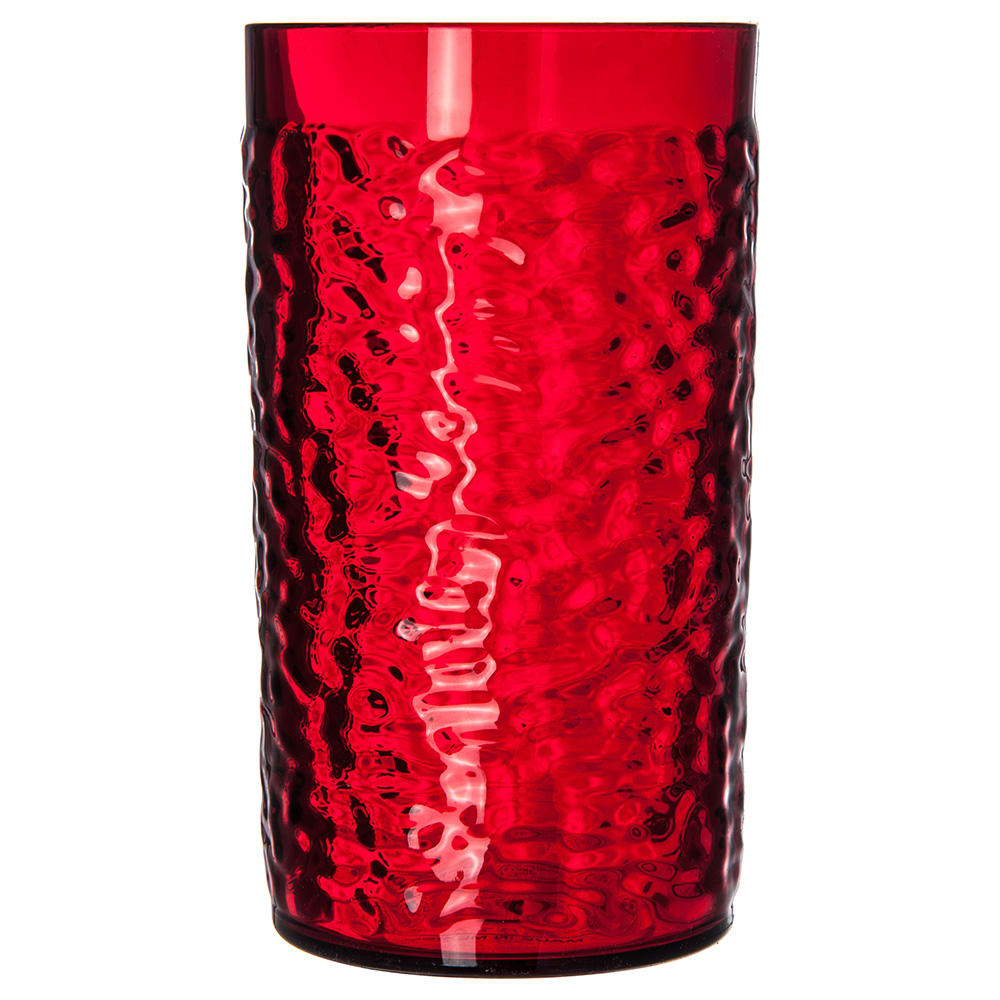 028-5517R 16 oz Ruby Pebbled Plastic Tumbler