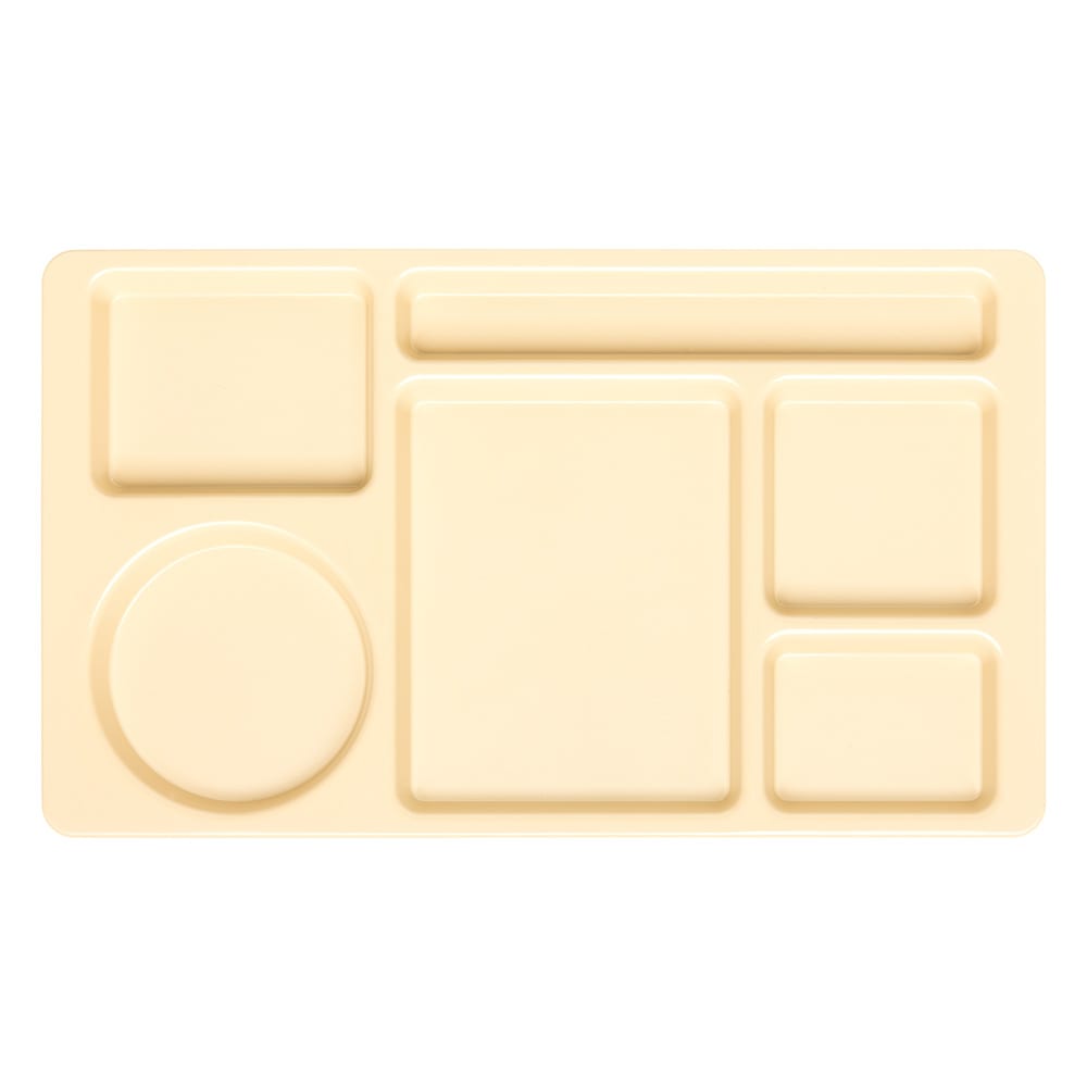028-61525 Plastic Rectangular Tray w/ (6) Compartments, 15" x 8 3/4", Tan