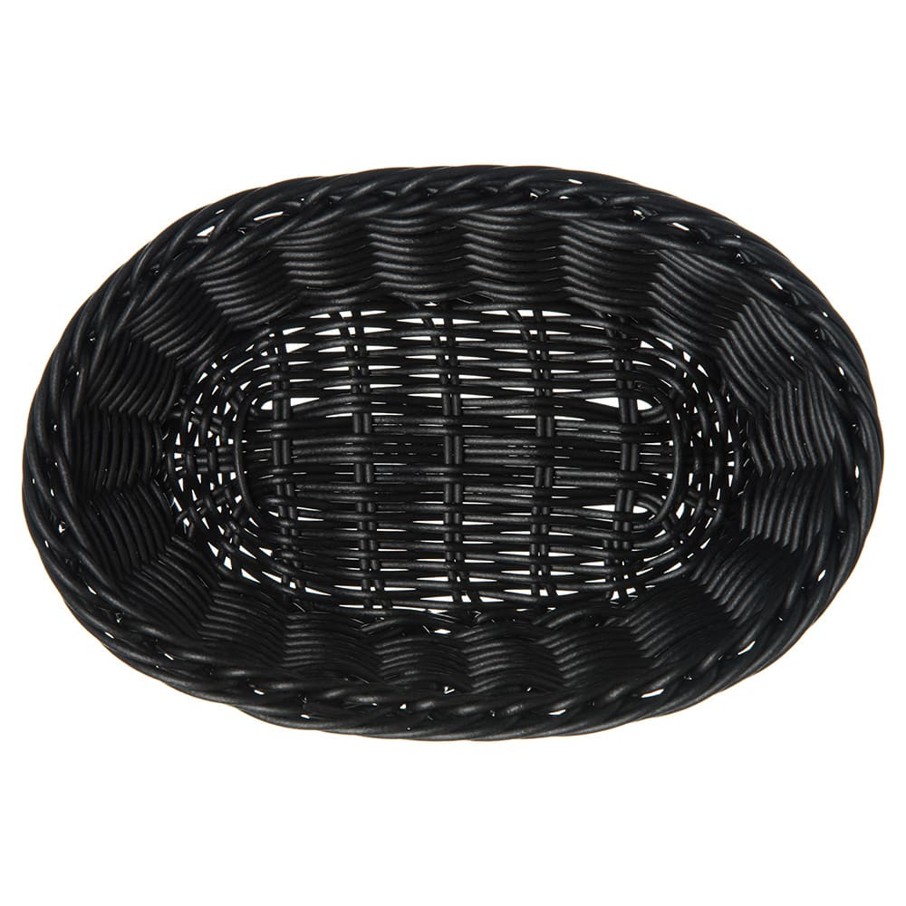 028-655003 Oval Bread Basket - 9" x 6 1/4" x 2 1/2", Polypropylene, Black