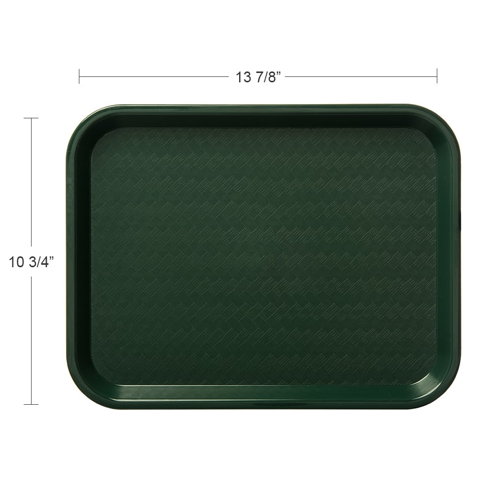 028-CT1014FG Plastic Cafeteria Tray - 13 4/5"L x 10 3/4"W, Forest Green