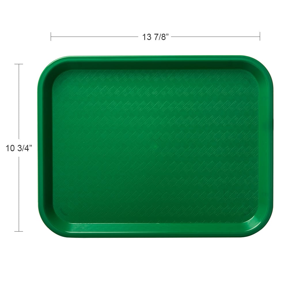 028-CT1014GR Plastic Cafeteria Tray - 13 4/5"L x 10 3/4"W, Green