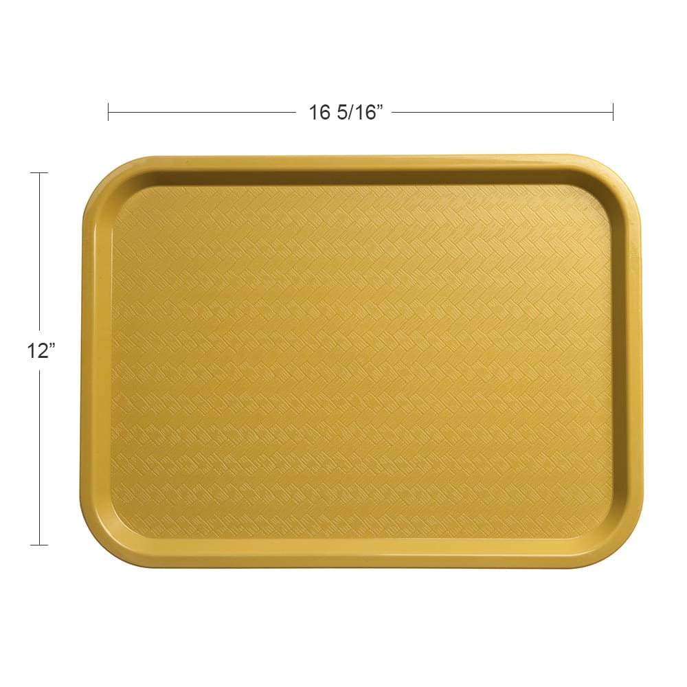 028-CT1216G Rectangular Cafeteria Tray - 16.3125" x 12", Polypropylene, Gold