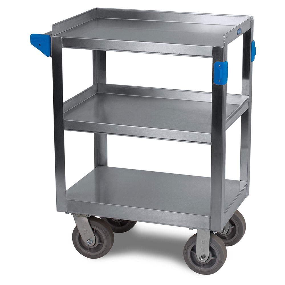 028-UC7031524 3-Level Stainless Utility Cart w/ 700-lb Capacity, Flat Ledges