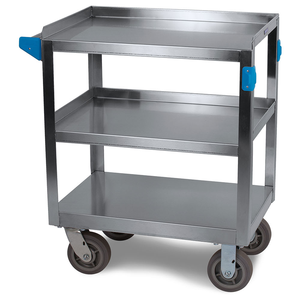 028-UC7031827 3-Level Stainless Utility Cart w/ 700-lb Capacity, Flat Ledges