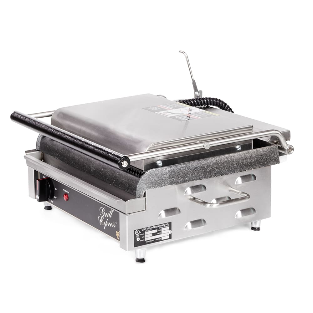 Globe GPGS1410 Single Commercial Panini Press w/ Cast Iron Grooved