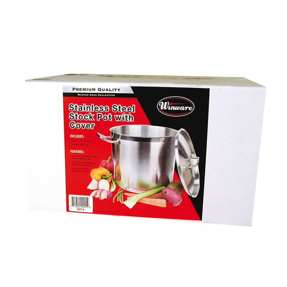 Winco SST-60 Stainless Steel Stock Pot 60 qt with Cover