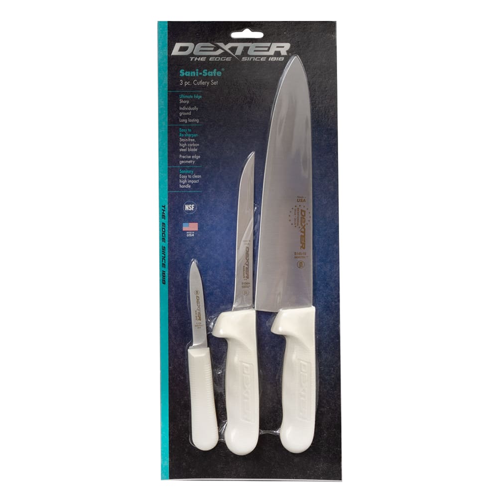 Dexter-Russell 20393 Sani-Safe 3-Piece Cutlery Set with Chef Knife, Boning  Knife, and Paring Knife