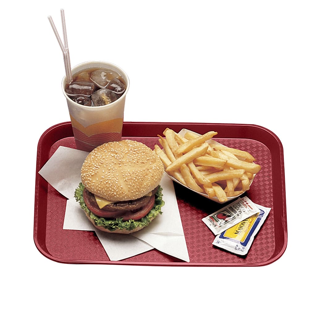 144-1216FF416 Plastic Fast Food Tray - 16 1/8"L x 11 7/8"W, Cranberry
