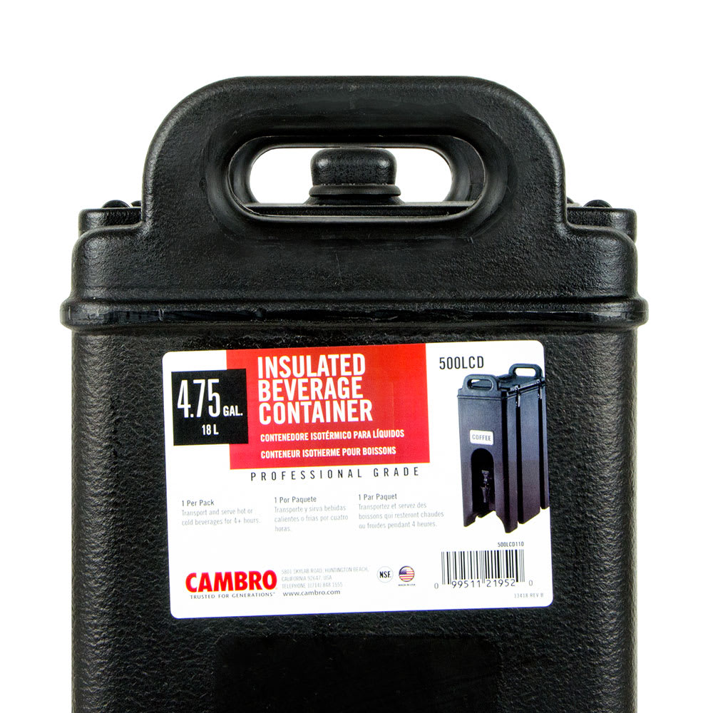Cambro 250LCD  Cambro 250LCD110 Camtainer 2.5 Gallon Black Insulated  Beverage Dispenser