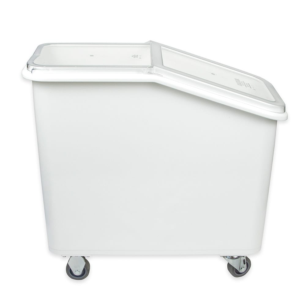 Cambro IBSF27148 26.7 Gallon / 425 Cup White Flat Top Mobile Ingredient Storage  Bin with 2-Piece Sliding Lid