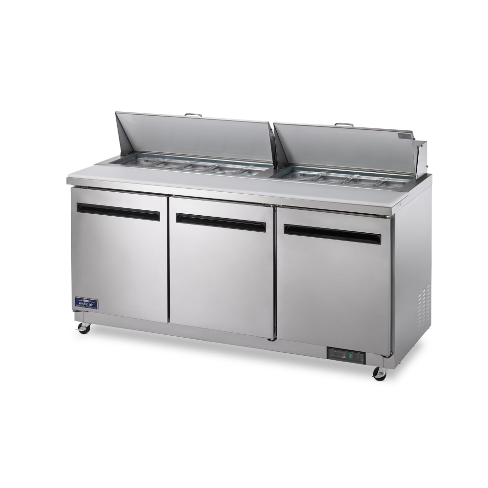 3 Door Sandwich Prep Table Refrigerator - Stainless Steel Food