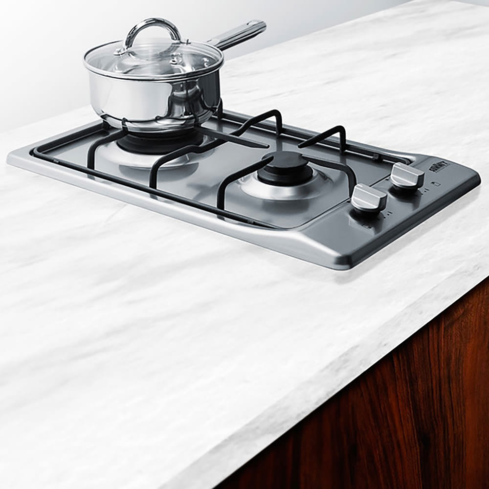 Summit GC22SS 11 1/4" 2 Burner Gas Stove Cast Iron Grates, Liquid