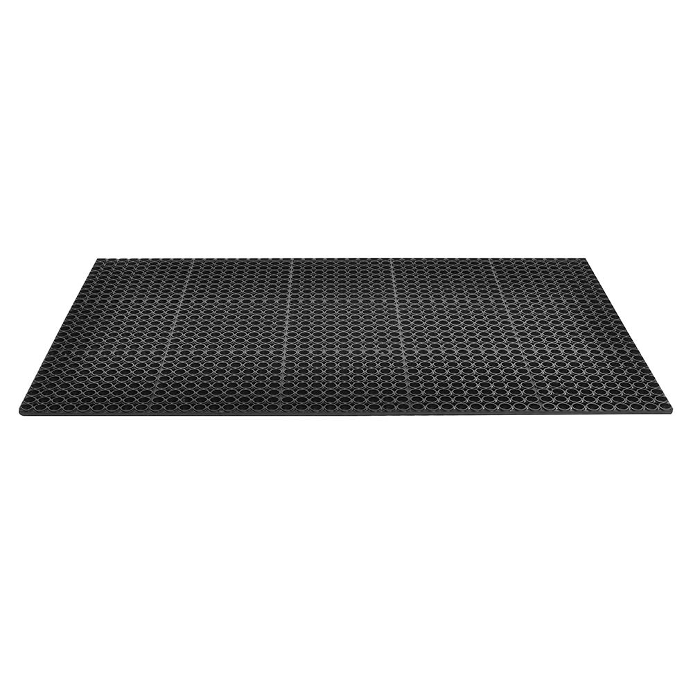 Notrax 755-100 T30 Competitor 3' x 5' Black Anti-Fatigue Rubber Floor Mat  with Bevel Edge - 1/2 Thick