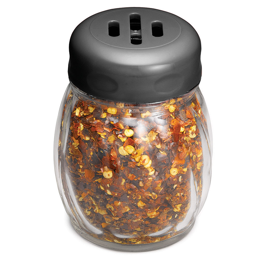Choice 6 oz. Glass Cheese Shaker with Perforated Chrome-Plated Lid