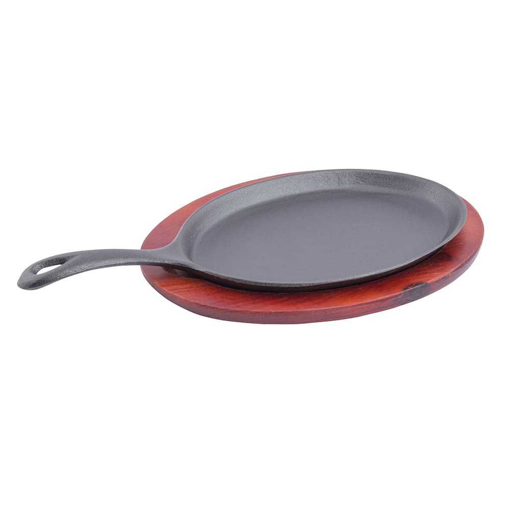 Choice 9 1/4 x 7 Oval Pre-Seasoned Cast Iron Fajita Skillet with