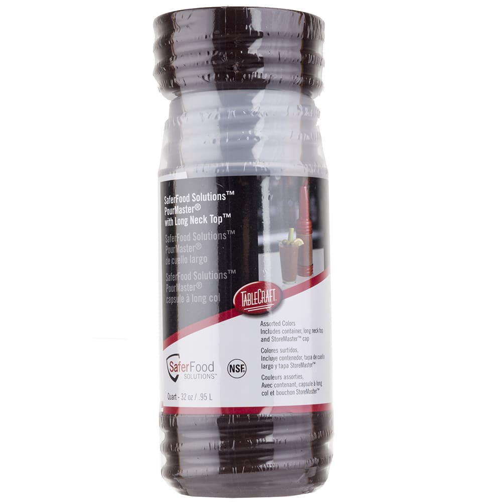 Tablecraft N32A PourMaster 1 qt Bottle w/ Long Neck & Top, Assorted