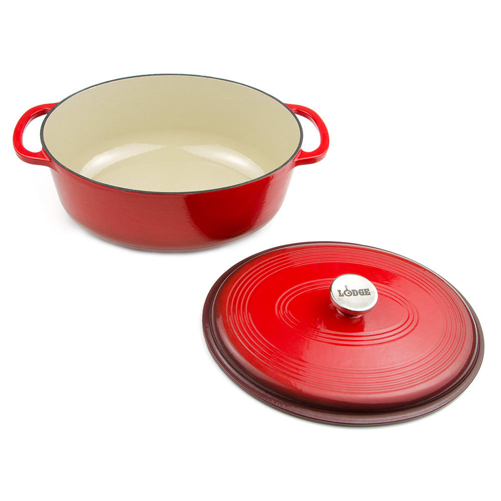 Enamel Oval Dutch Oven 7 qt. (Red) by Lodge –
