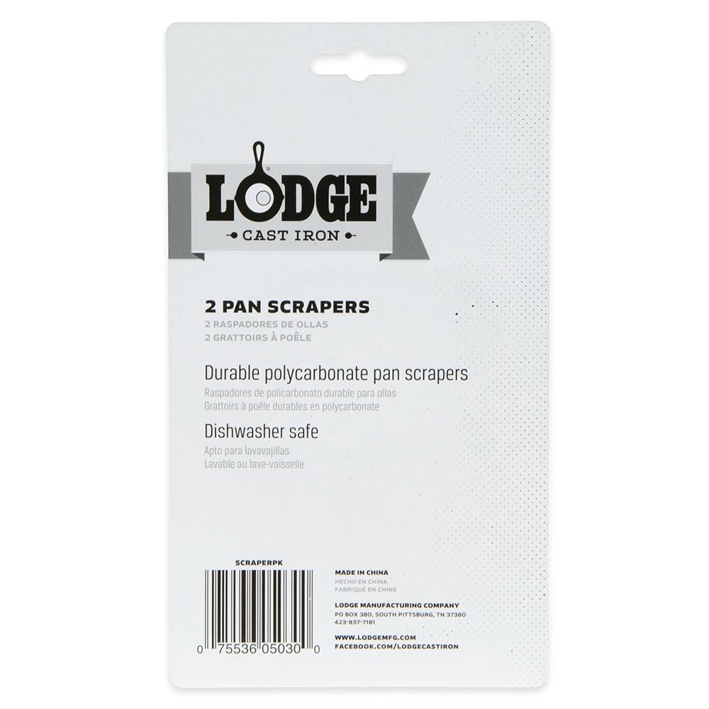 Lodge Pan Scrapers. Handheld Polycarbonate Cast Iron Pan Cleaners. 2-Pack.  Red/Black 